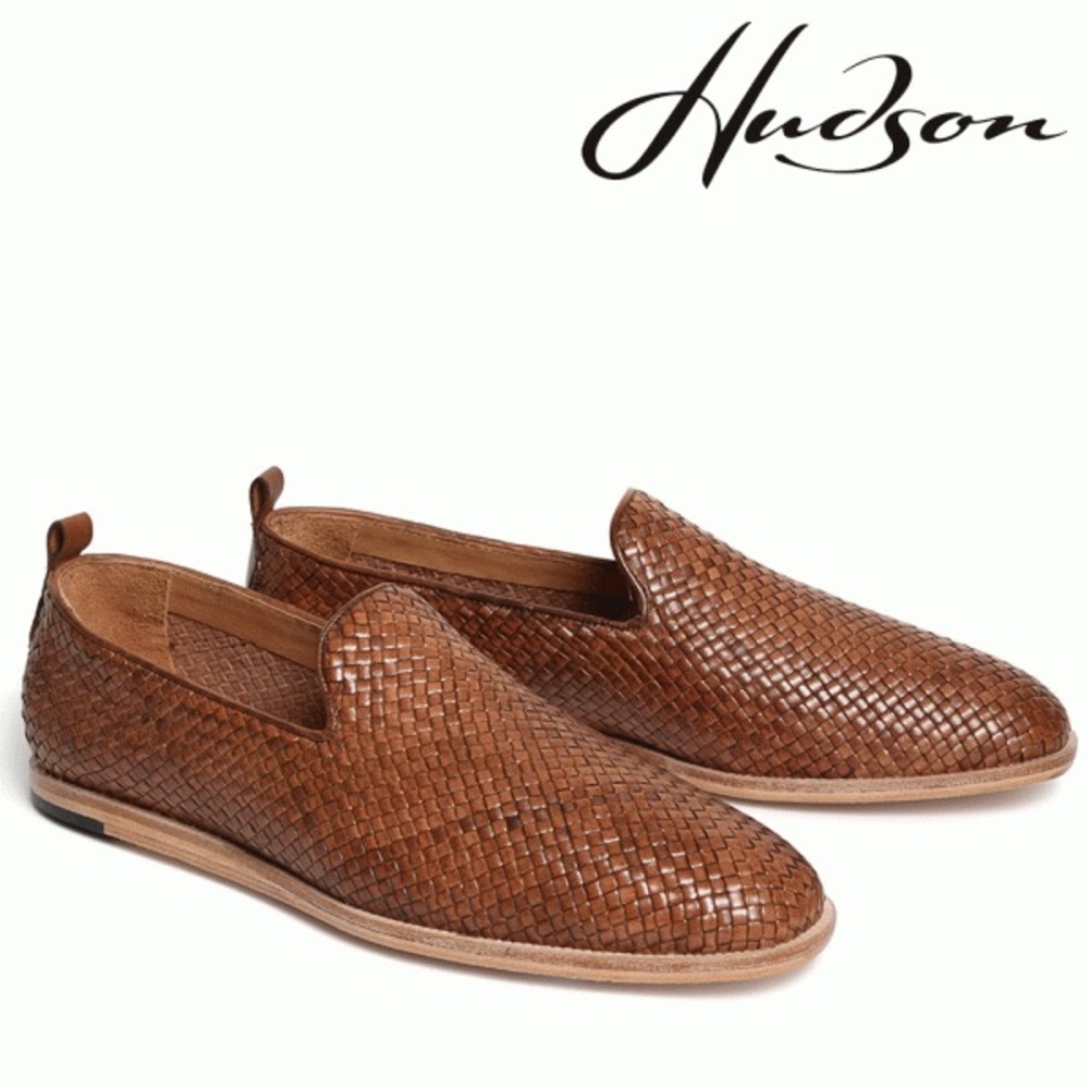 Men’s Hudson London Ipanema woven loafers in tan leather